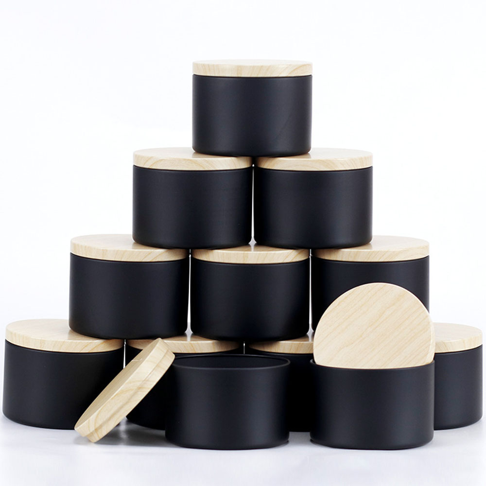 Candle Making Jars With Lids - 24 قطعة من برطمانات الشموع السوداء
