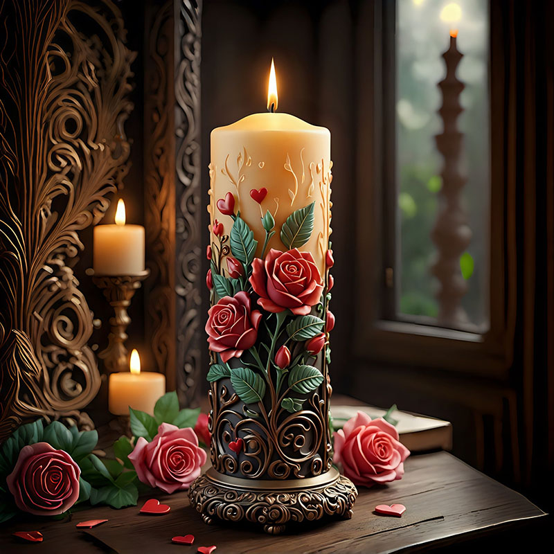 Candle Making Vinings - قالب سيليكون على شكل عمود مزين