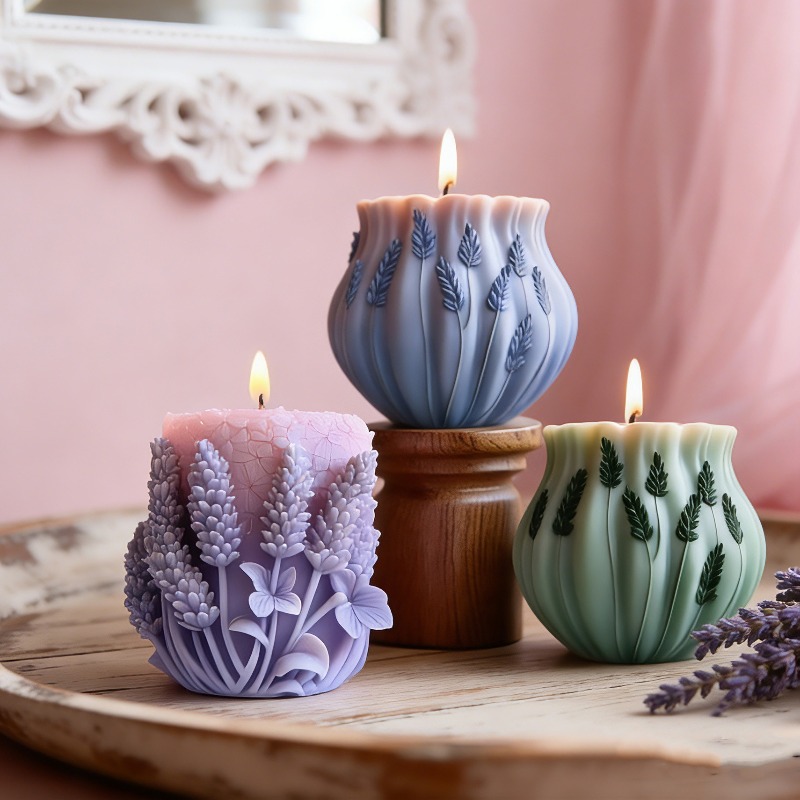 Candle Making Party - قالب سيليكون لصنع الشموع بتصميم اللافندر