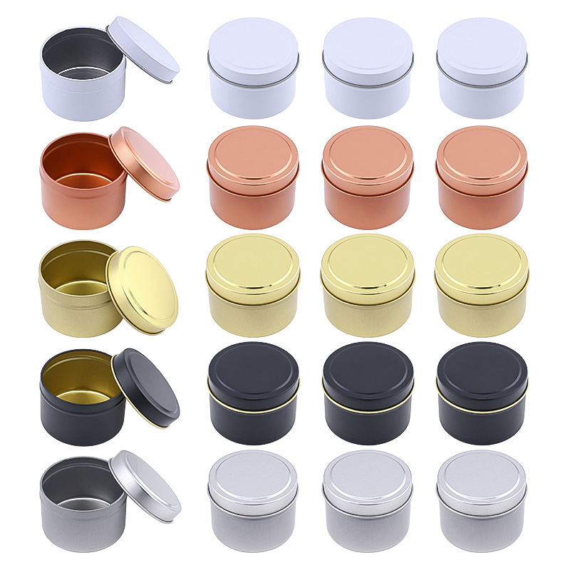 Candle Making Jars With Lids - علب شموع ألومنيوم مستديرة مع غطاء،