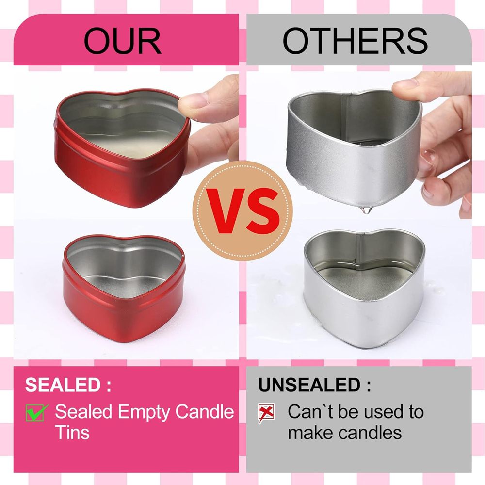 علب معدنية على شكل قلب سعة 2 أ - مراجعة Candle Making Jars With Lids وسعره